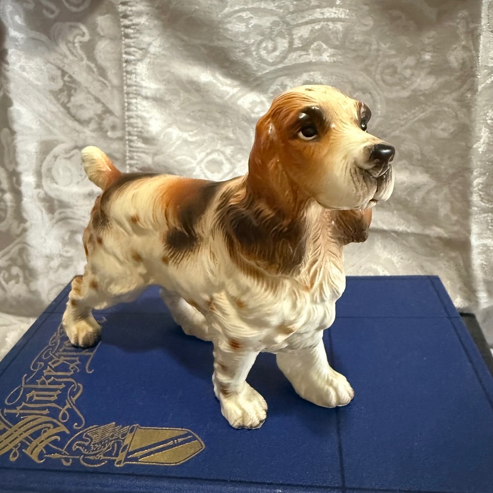 Vintage Cocker Spaniel Dog Figurine Brown White Collectible Home‎ Decor E3582